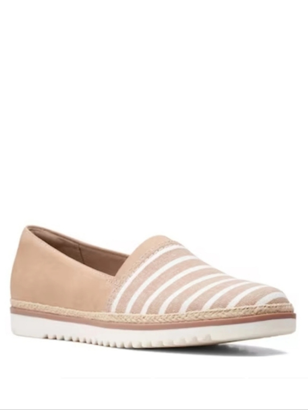 CLARKS Serena Paige Espadrille Slip-On Shoes Tan Stripe Comfort Flats | Size 12